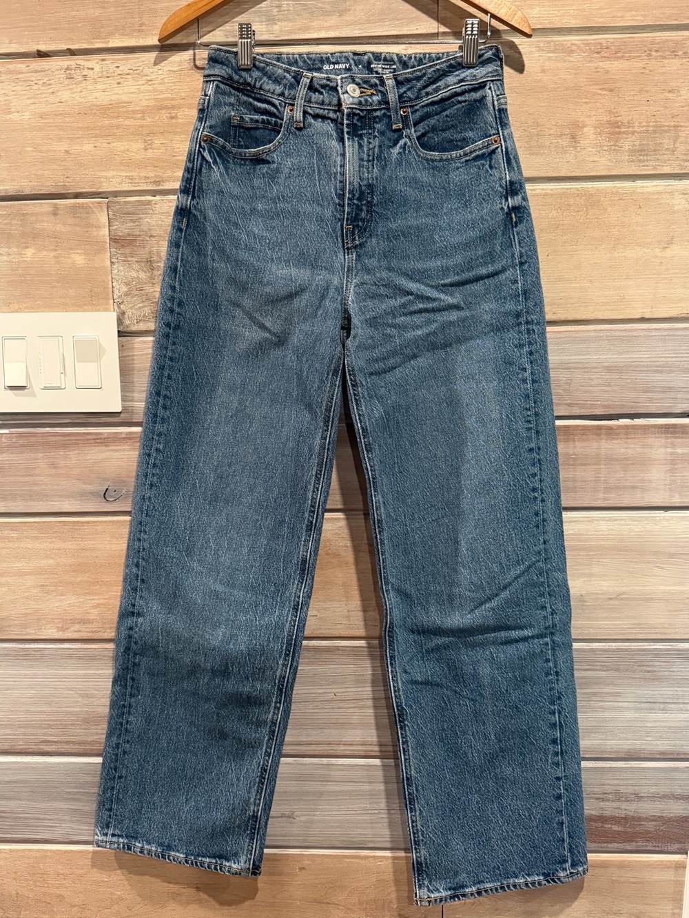 Old Navy Women's Wide Leg Jeans in Dark Blue Denim Size 4